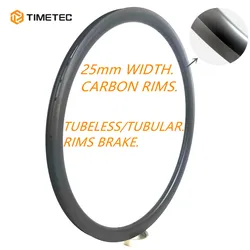 700C Road Bike Carbon Fibre Rims V Brake Tubeless Tubular 25mm Width 30 35 40 45 55 60mm Depth Super Light Customized