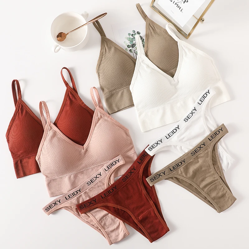 Ensemble soutien-gorge et culotte sans couture pour femmes, haut de sport dos en U, culotte coupe haute, sous-vêtements sans couture, lingerie sexy féminine