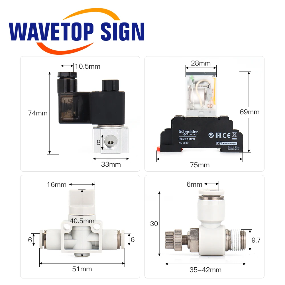 WaveTopSign هوائي الملف اللولبي قيمة التتابع 6 مللي متر تركيبات في نهاية المطاف الهواء المساعدة مجموعة لآلة القطع والنقش بالليزر CO2