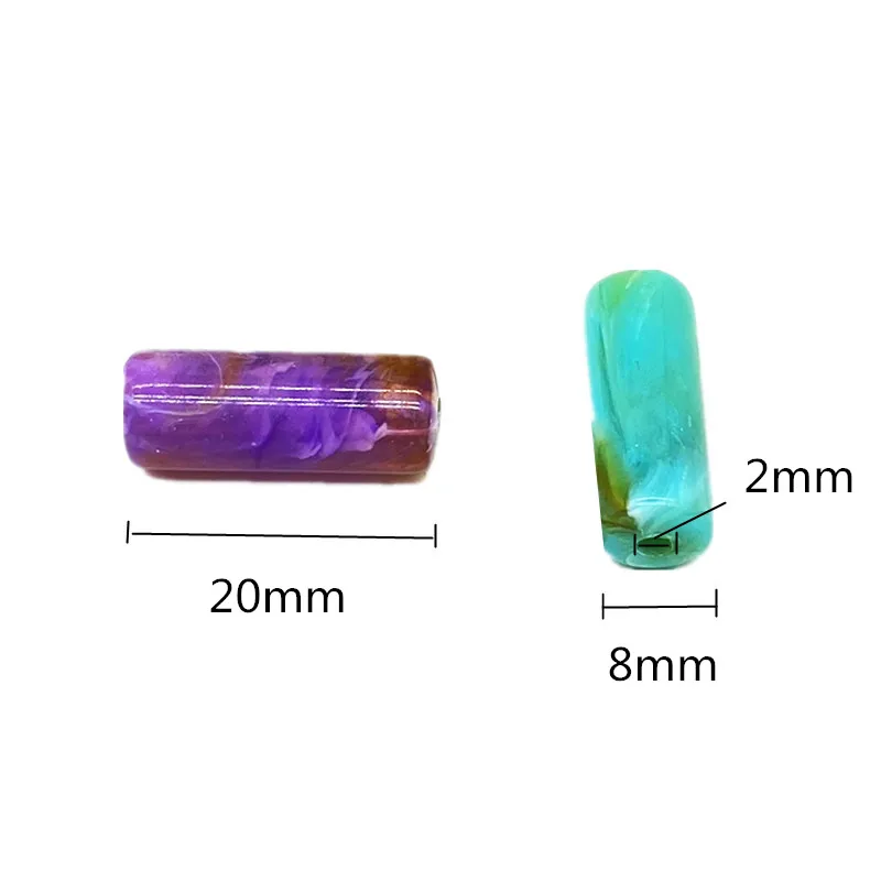 20pcs 8x20mm Imitation Stone Cylinder Shape Acrylic Beads Loose  Spacer  For Jewelry Making Pendant Accessories DIY