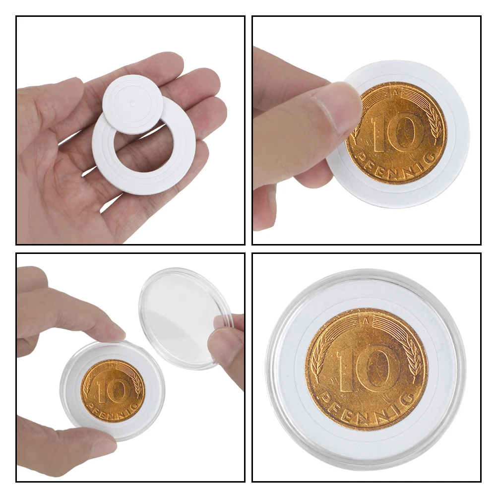 VIE 100pcs 17-30 mm Capsules de Monnaie Commémorative Collection Boîte