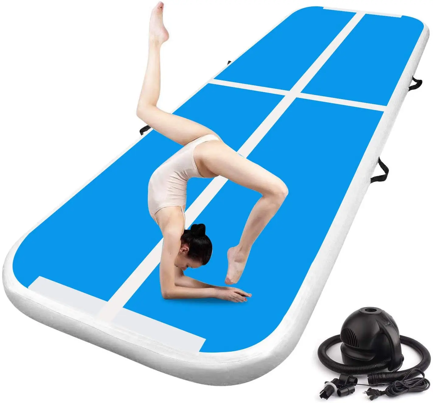 Aufblasbare Luftkissenbahn, aufblasbare Lufttauchmatte, Gymnastik-Tumble-Ketten-Luftmatten, 7 x 1 x 0,2 m, mit elektrischer Luftpumpe – Detail 1