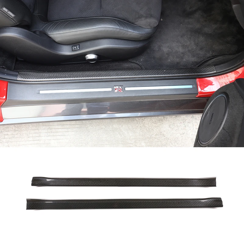 

For 2008-2016 Nissan GTR R35 real carbon fiber car door sill anti-scratch protection cover slat decorative strip auto parts