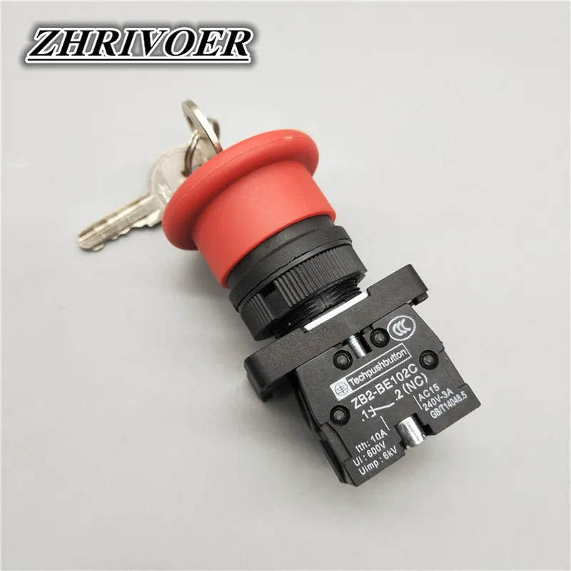 22 مللي متر 40 مللي متر XB2-ES142C رئيس الفطر إيقاف الطوارئ مفتاح بـزر دفع مع مفتاح 10A/600V