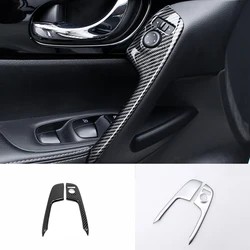ABS Carbon fiber For Nissan Qashqai J11 2015 2016 2017-2020 Accessories Interior Door Window Switch Panel Handle Cover Trim 2PCS