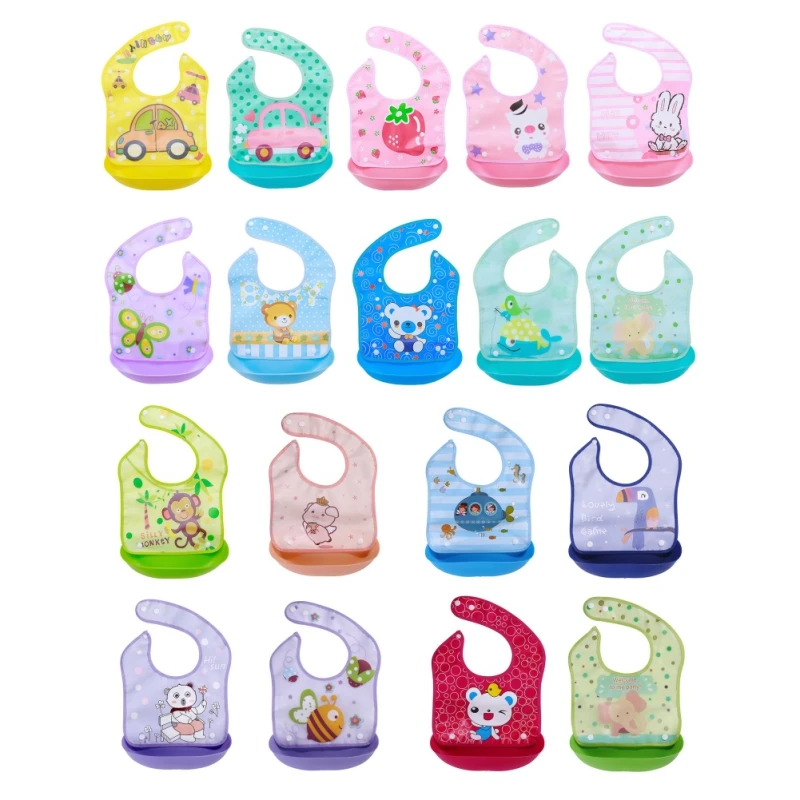 Baby Cute Cartoon Waterproof And Wash Free Eating Bibs Detachable Kids Rice Bag