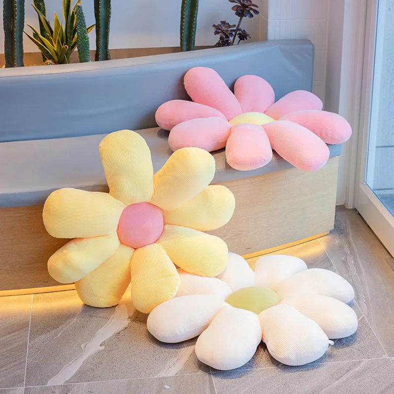 Cute Colorful Flower Plush Pillow Toy Soft Cartoon Plant Stuffed Doll Chair Cushion Home Sofa Decor Kids Lovers Birthday Gifts