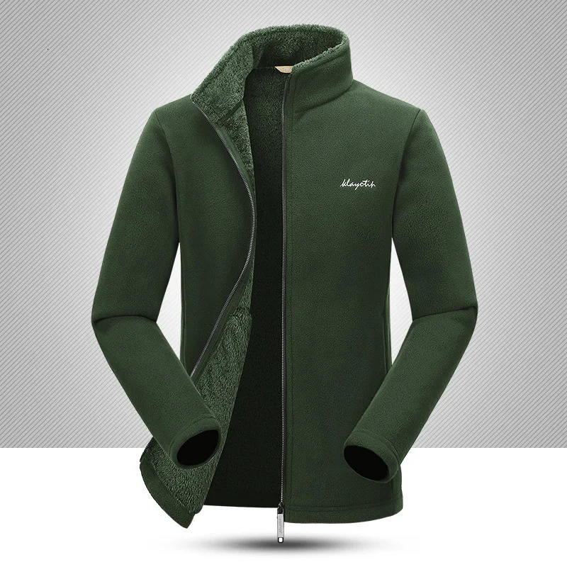 7XL Plus Size Mens Warm Fleece Jacket Autumn Winter Outdoor Hiking Riding Climbing Thermal Windproof Coat Cardigan Tops Liner