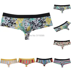 Men's Flowery Bulge Boxer Underwear Shiny 1/2 Coverage Cheeky Pouch Trunks Hot Bikini Boxers Shorts