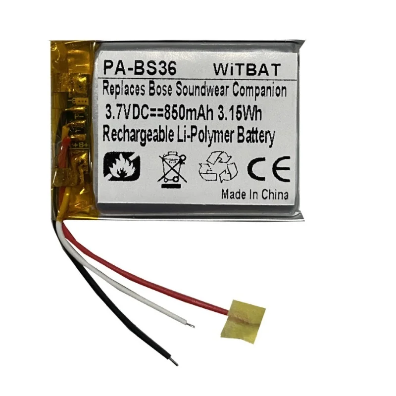 Batería para Bose Soundwear Companion, auricular QuietComfort Li Po recargable, paquete de acumulador de repuesto de 3,7 V y 850mAh, novedad