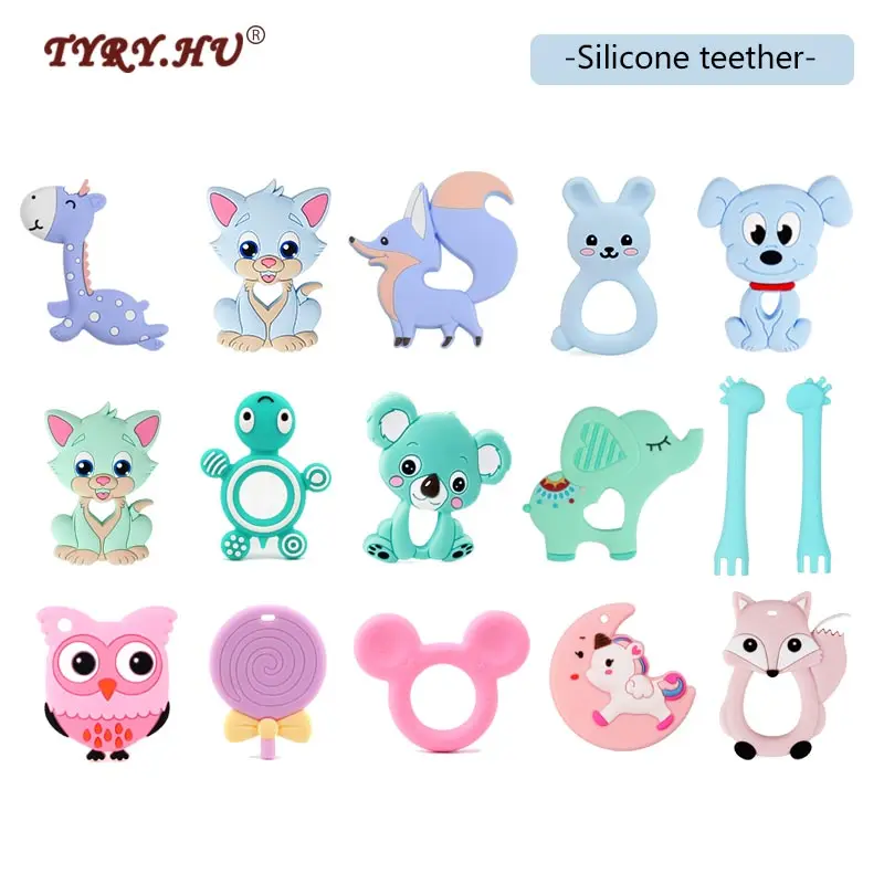 TYRY.HU 1pc Tiny Rod Cartoon Silicone Rodent Mickey Cat Baby BPA Free Food Grade Silicone Pendant Baby Product DIY Accessories