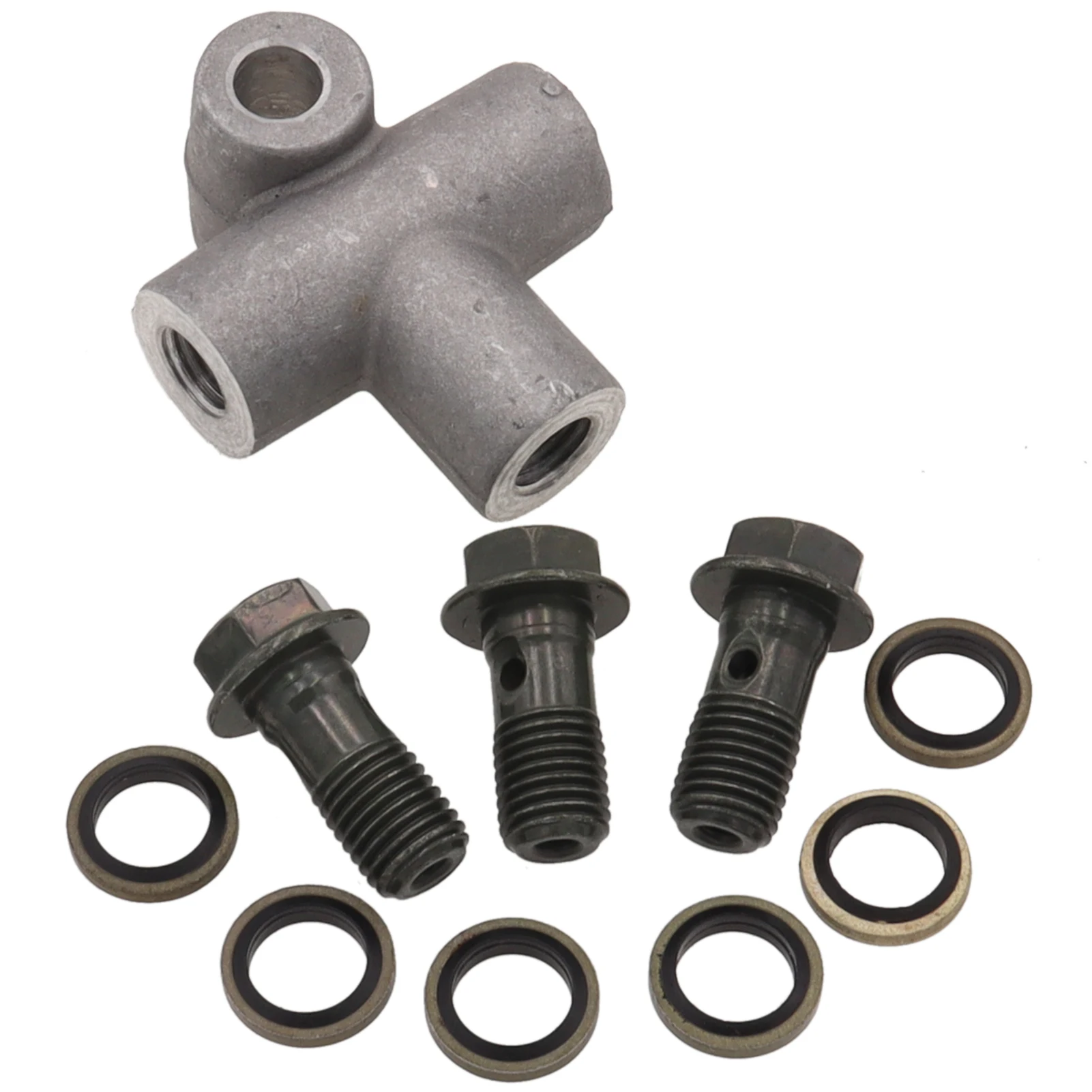 Acoplamiento de tubo de manguera de freno hidráulico, conector en T, adaptador de 3 vías con tornillo M10 x 1,25mm para motocicleta Dirt Pit Bike ATV