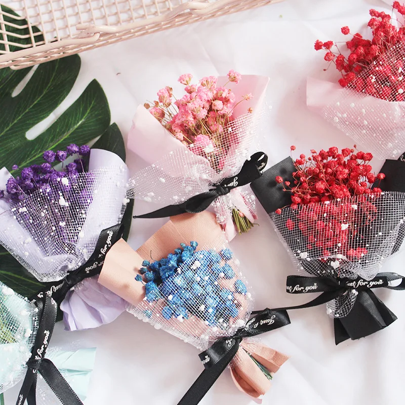 2022 Christmas Valentine's Day Value Snow Dot Yarn Gypsophila Forget-me-not Dried Flower Bouquet Home Decoration Navidad