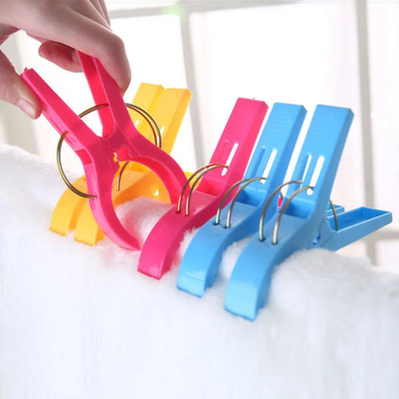 1 set Laundry Clothes Pins Plastic Hanger Clips Towel Clothes Pegs Clothespin Beach Sunbed Sheet Drying Cleaning Accessories