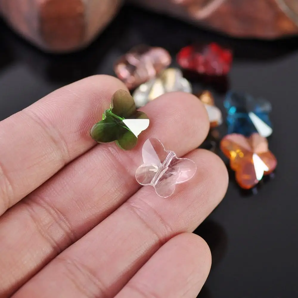 10pcs 14mm Butterfly Shape Faceted Crystal Glass Loose Crafts Beads for Jewelry Making DIY Crafts