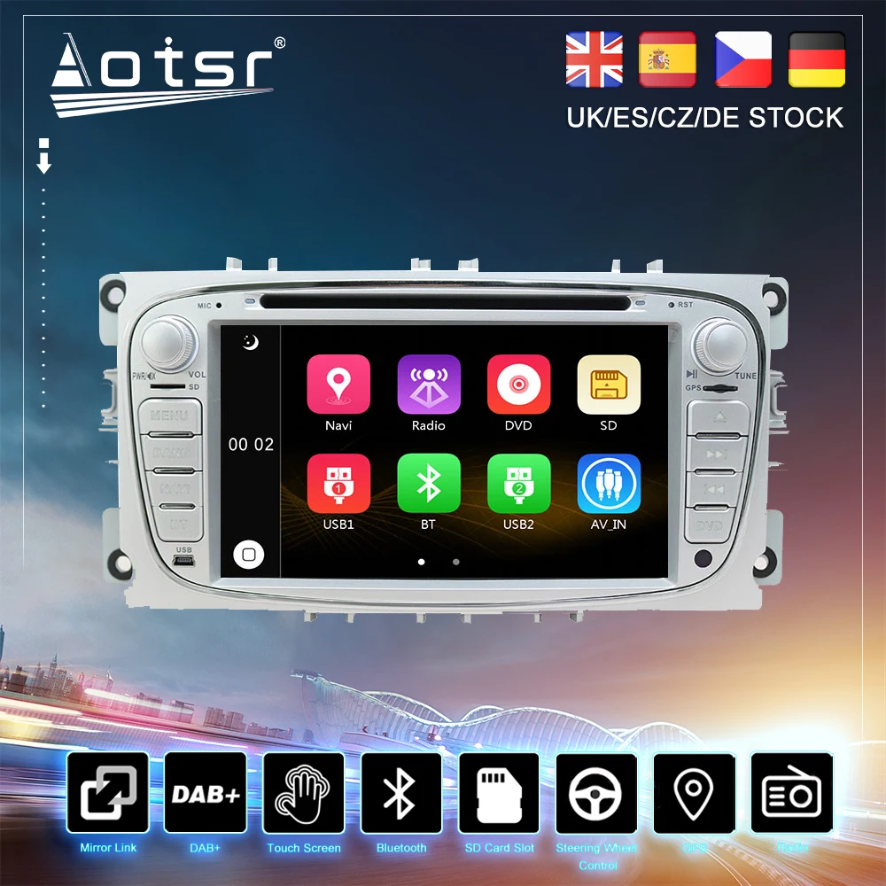 For Ford Focus 2 3 mk2 Mondeo 4 Kuga Fiesta Transit Car CD DVD GPS Navigation Radio Stereo Auto Multimedia Player HeadUnit 2DIN