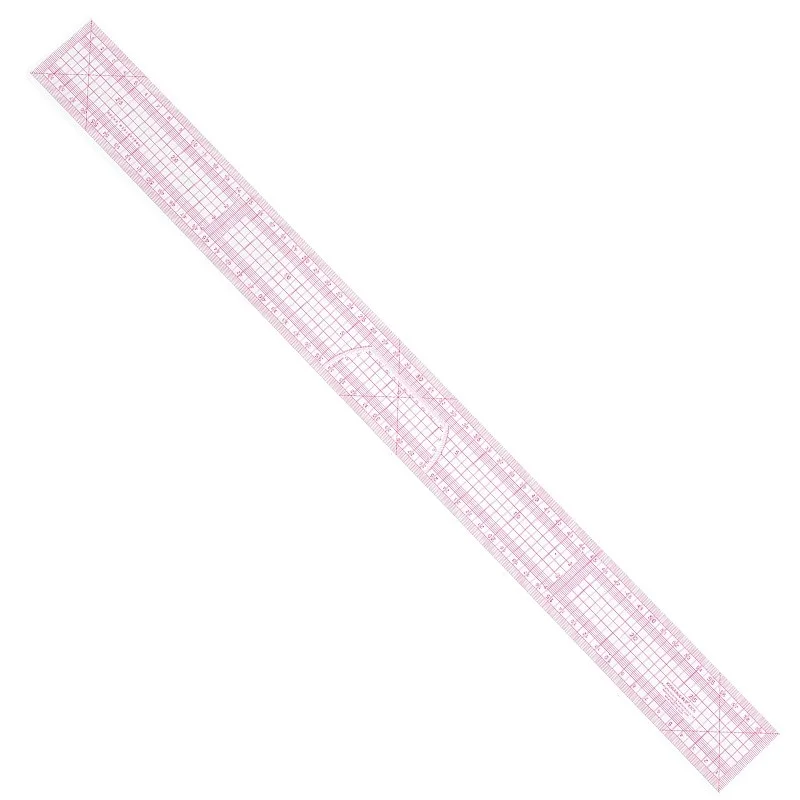 Regla gráfica de 60cm para hacer placas, Material transparente, herramienta de diseño de sastrería larga, suministros de sastrería, 8005