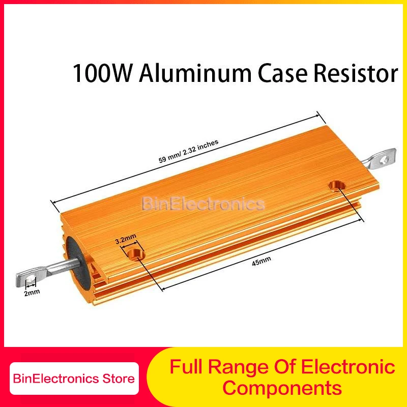 50W 100W Aluminium Power Metal Shell Fall Draht Widerstand 0,02 R ~ 80K 0,4 1,6 2,4 3,9 11 32 90 360 5,1 K 5,6 K Ohm Widerstand RX24