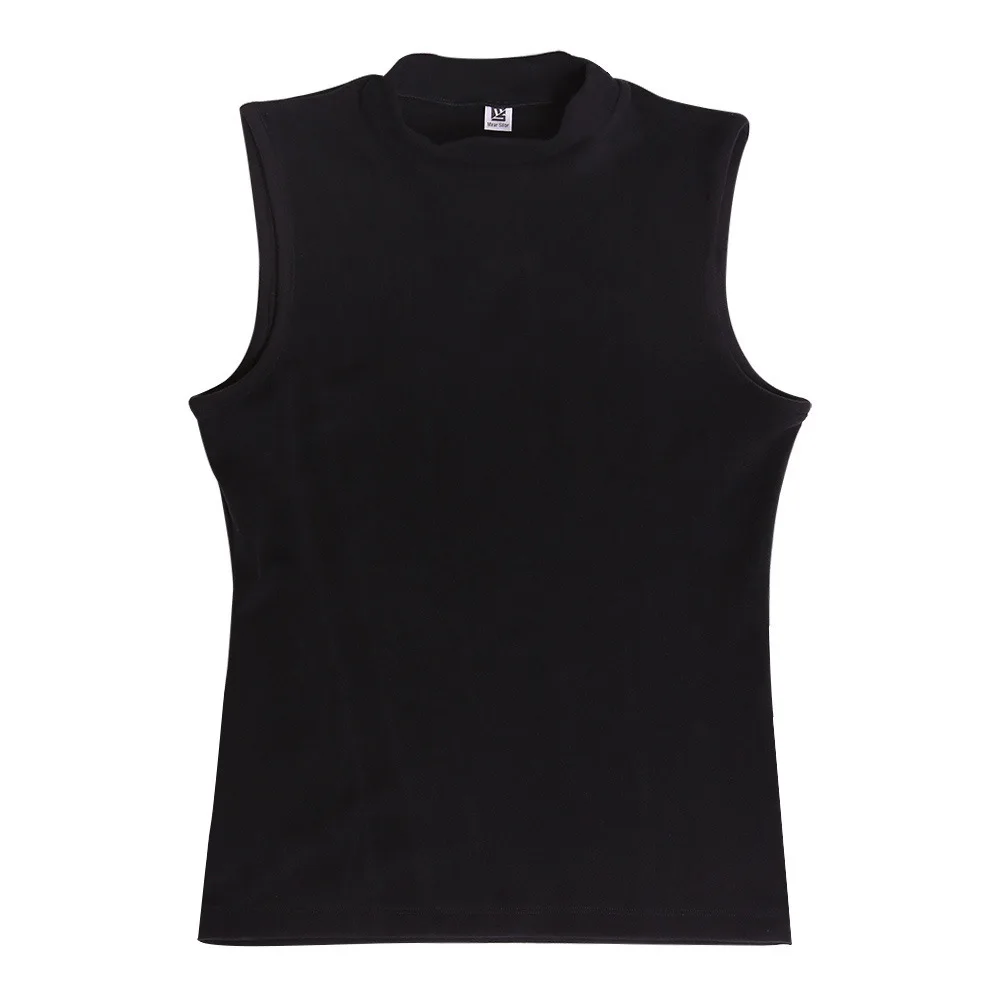 Men Sleeveless Vest High Elastic Versatile Sport T Shirt Bottom Shirt Turtleneck Tight Sexy Slim Male Tanks Tops Night Club