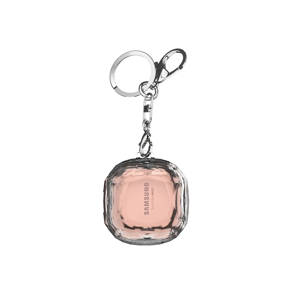 غطاء لسامسونج غالاكسي براعم لايف/برو/2 الفاخرة كريستال لطيف سماعة حامي اكسسوارات مع Keychian ل براعم 2/لايف حالات