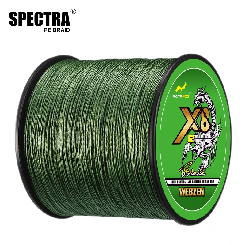 Spectra X8 Fishing Line 100M 300M 500M 8 Strands Braided PE  Line Multifilament Carp  18-100LB