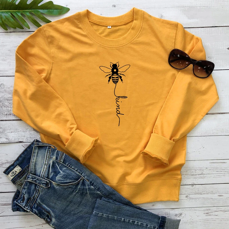 

Bee Kind Cross Print Sweatshirt Cute Women Graphic Kindness Pullovers Funny Unisex Christian Inspirational Quote Sweatshirts