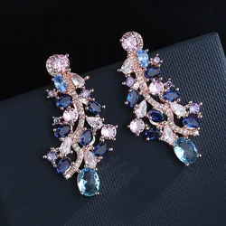 925 silver vintage sapphire tassel boho earrings colorful zircon earrings long ear clips party birthday jewelry gifts