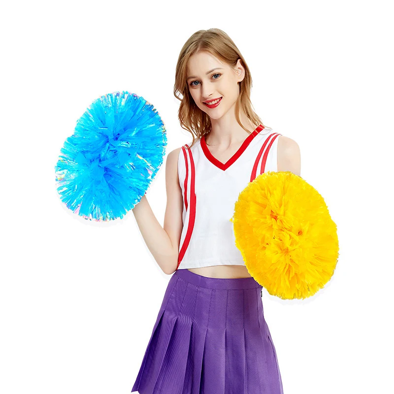 2pcs Cheerleading Pom Poms With Strengthening Majorettes Hand Flower Aerobics Flower Balls For Cheering Sports Team Spirit