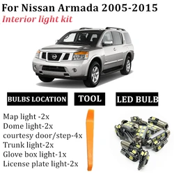 日産アルマーダ2005-2015用ledカーライト,車内バルブキット,ドーム型ナンバープレート,エラーフリー,13個