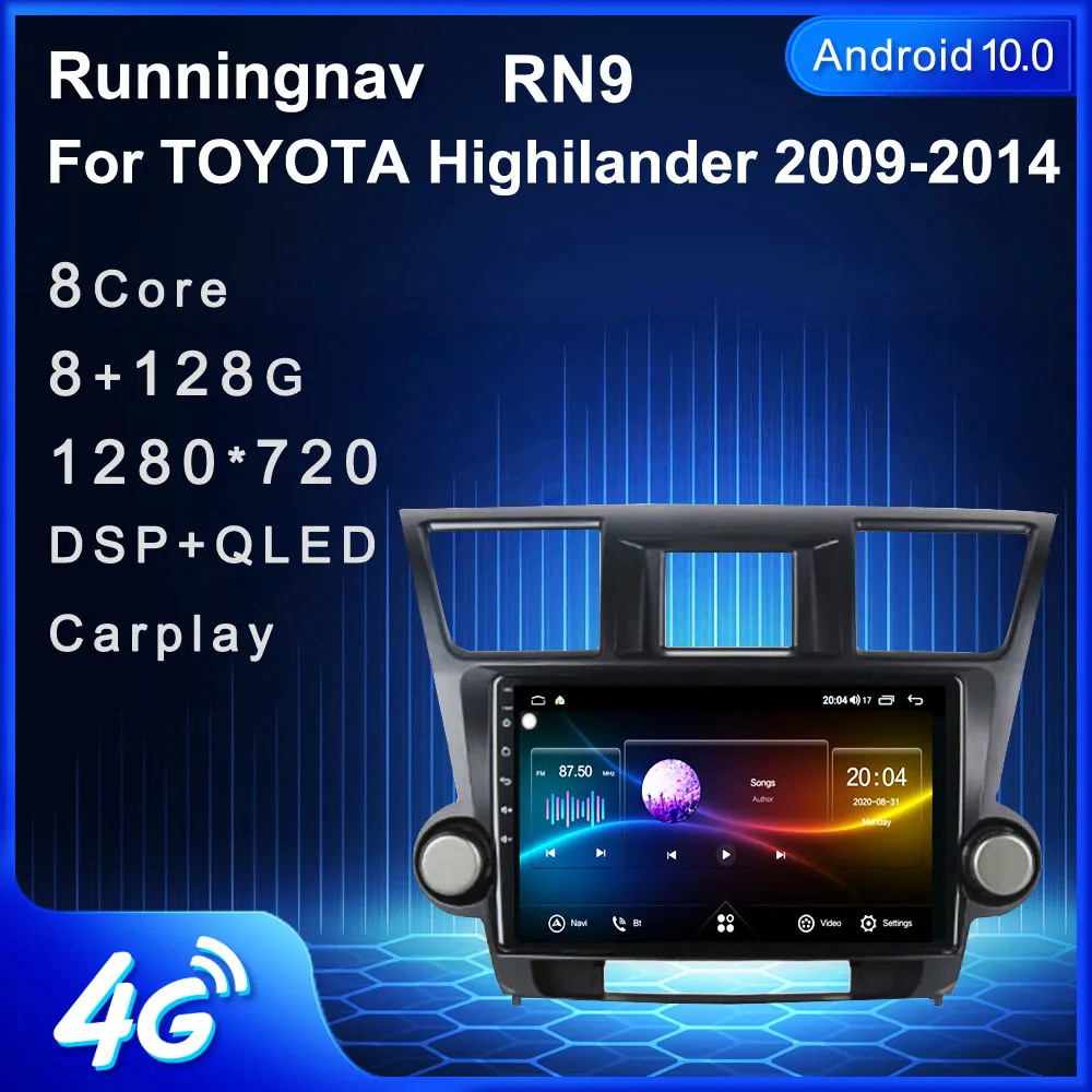 

Автомагнитола Runningnav для TOYOTA Highlander 2009-2014, 2 Din, Android, мультимедийный видеоплеер, навигация GPS