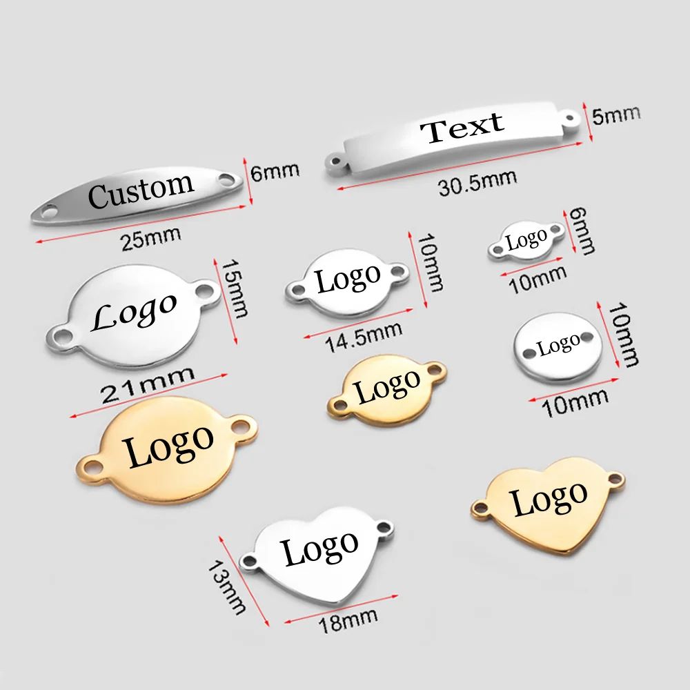 

50 шт. персонализированные этикетки с вашим логотипом изготовление ожерелья из нержавеющей стали фирменные этикетки Подвески Соединитель с 2 отверстиями Сделай Сам Изготовление ювелирных изделий