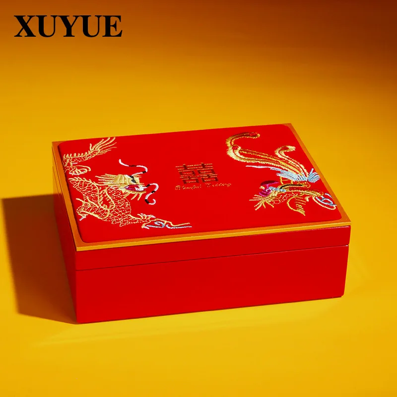 New jewelry box red velvet happy word jewelry box gold ring storage box wedding jewelry wedding packaging box in stock