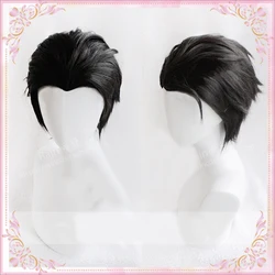 Anime YURI!!! on ICE Katsuki Yuri Short Black Slicked Back Heat Resistant Cosplay Costume Wig + Wig Cap