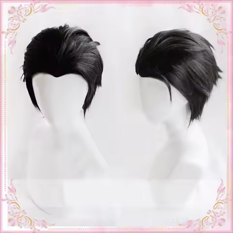Anime YURI!!! on ICE Katsuki Yuri Short Black Slicked Back Heat Resistant Cosplay Costume Wig + Wig Cap