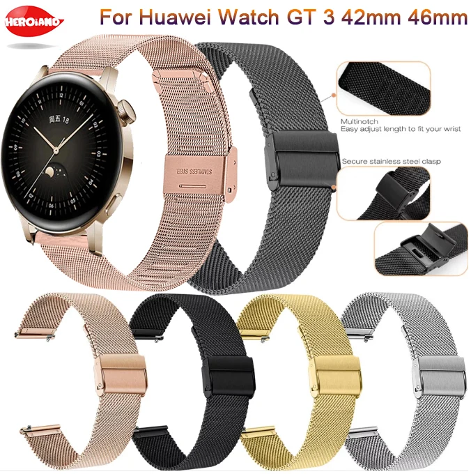 

Milanese strap For Huawei Watch GT3 42mm 46mm bracelet For Huawei Watch 3 GT2 GT3 Pro Metal Bracelet Stainless Steel Wristband