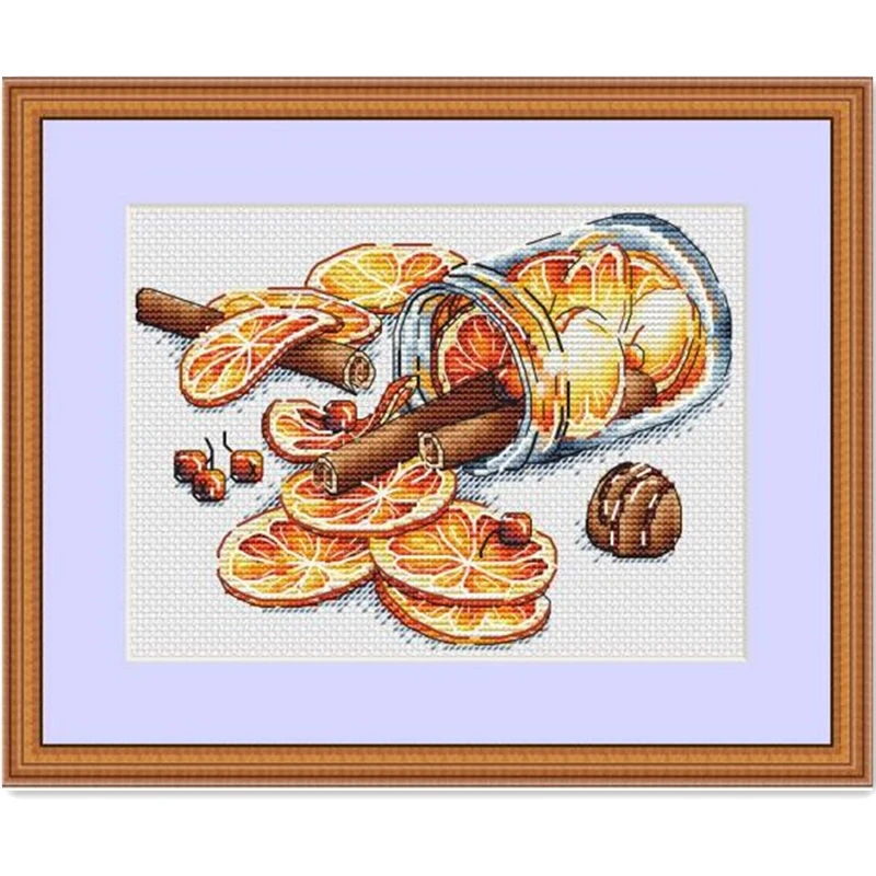 Lemon cross stitch kit aida 14ct 11ct count print canvas stitches embroidery DIY handmade