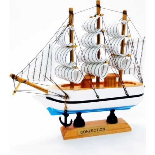 Deco Elite Wood Handmade Sailing Boat Model Decorative Hobby 15 cm