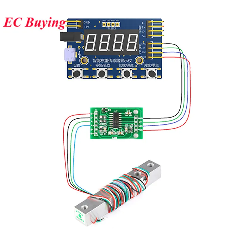 HX711 Load Cell AD Weight Pressure Sensor AD Module with Display 24-bit Weighing Instrument Electronic Scale 1KG 5KG 10KG 20KG