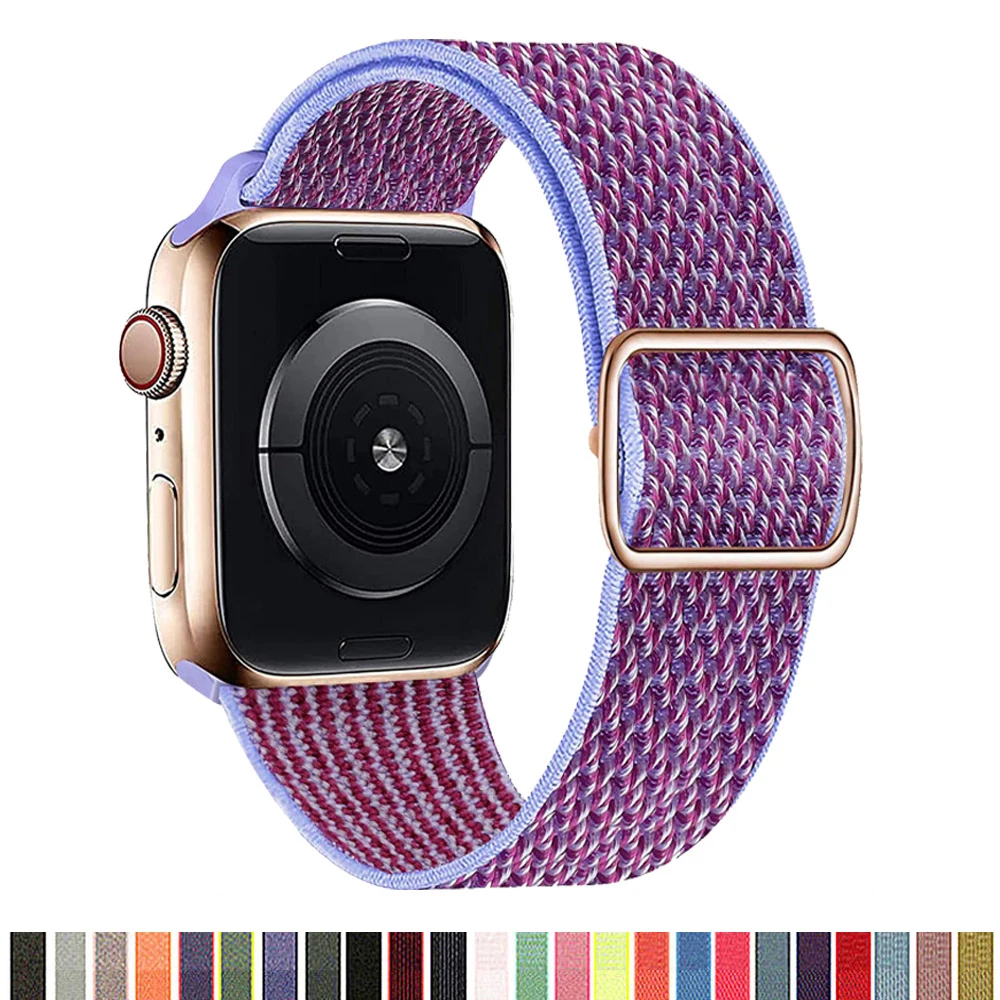 

Nylon Strap For Apple Watch Series 7 45mm 41mm Adjustable Nylon Solo Loop Bracelet iWatch Band SE 3 6 5 4 44mm 40mm 42mm 38mm