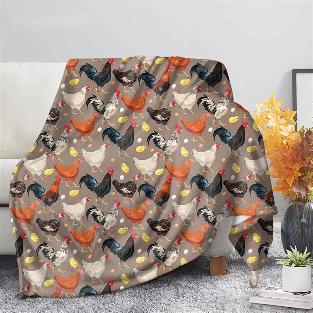 

Funny Rooster Hen Flannel Blanket Warm Bedroom Animal Cock Throw Blanket on Bed Sofa Bedding Travel Blanket for Adult Kid Quilts