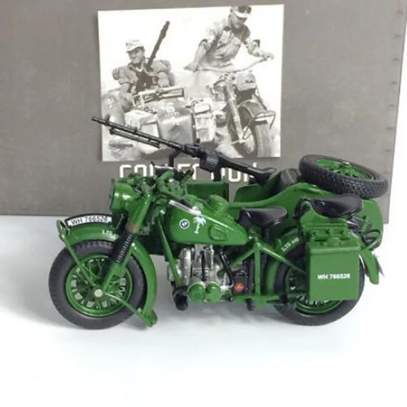 1/24 Scale 750 Alloy Motorcycle Car German Army R75 Vehicle Model Toy Collection Show