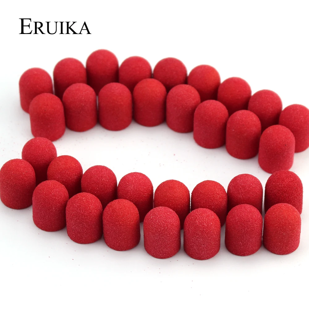 

20pcs 13*19mm Red Sanding Caps With Rubber Grip Plastic Base Remover for Pedicure Manicure Milling Accessories Sets