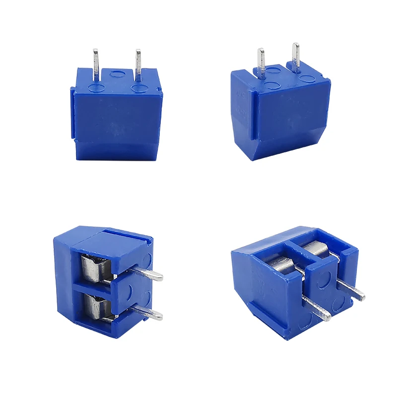 50 Teile/los Blau KF301-2P PCB Screw Terminal Block Anschluss Rastermaß 5,0mm Gerade Pin KF301 2Pin Spliceable Terminal Block Adapter
