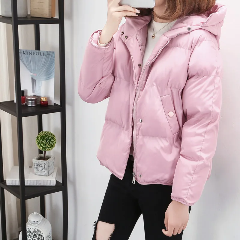 Women 2023 Winter Jacket Thick Cotton Coat Hat Hooded Short Parkas Korean Fashion Ladies Warm Tops Chaqueta Mujer LWL893