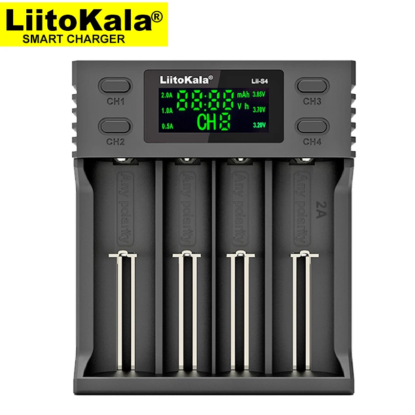 

Liitokala Lii-S4 Battery Charger, Charging 18650 3.7V 18350 18500 21700 20700B 10440 26650 1.2V AA AAA NiMH Battery.