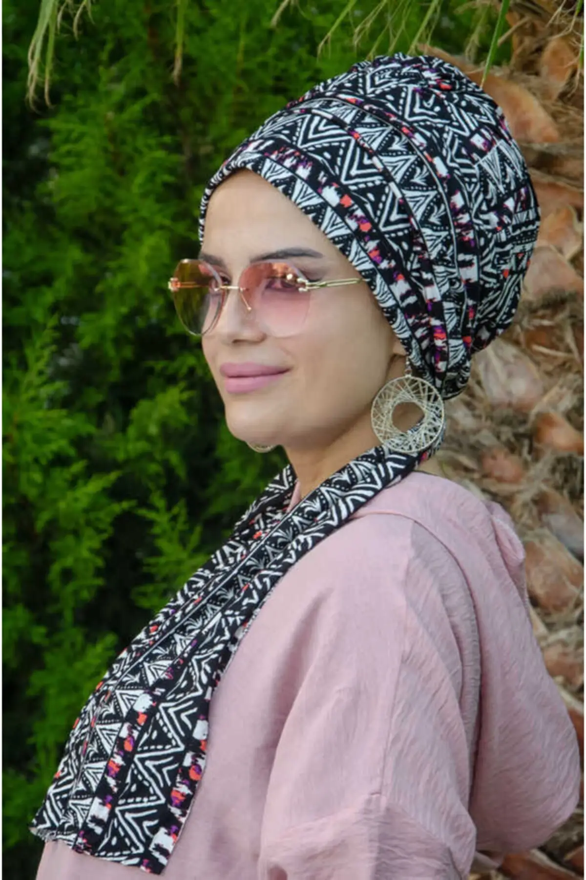 Women Ethnic Pattern Ready Hijab Bathing Cap
