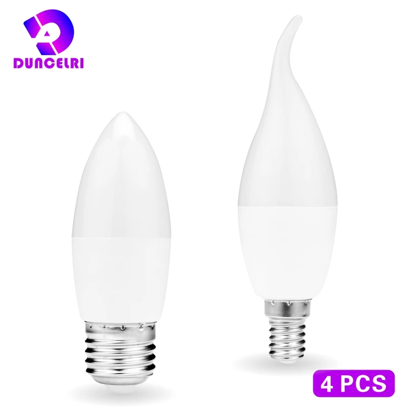 4pcs/lot LED Candle Bulb E14 E27 5W 7W Lampara Led Light 220V-240V Bombilla Led Lamp No Flicker Spotlight Chandelier Lighting