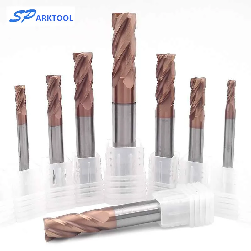 HRC55 Góc Làm Tròn Carbide cấp cối xay Hợp Kim Phủ Thép Tungsten Cắt 4 Sáo Dao Phay CNC maching Cấp cối xay