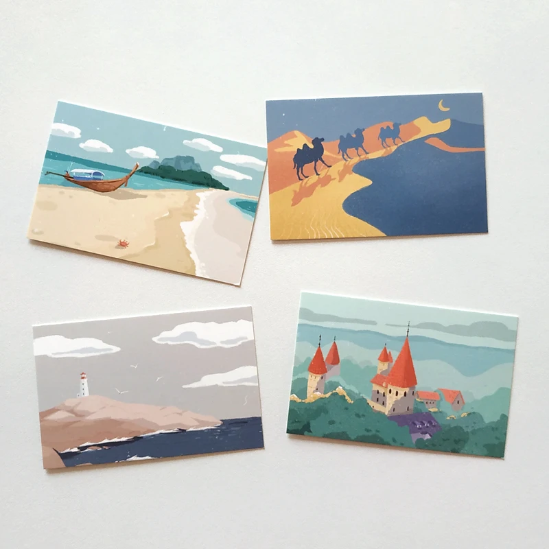 28 Pcs/Set Creative Travel Notes Lomo Card DIY Hand Painted Birthday Gift Card Message Card 52*80mm