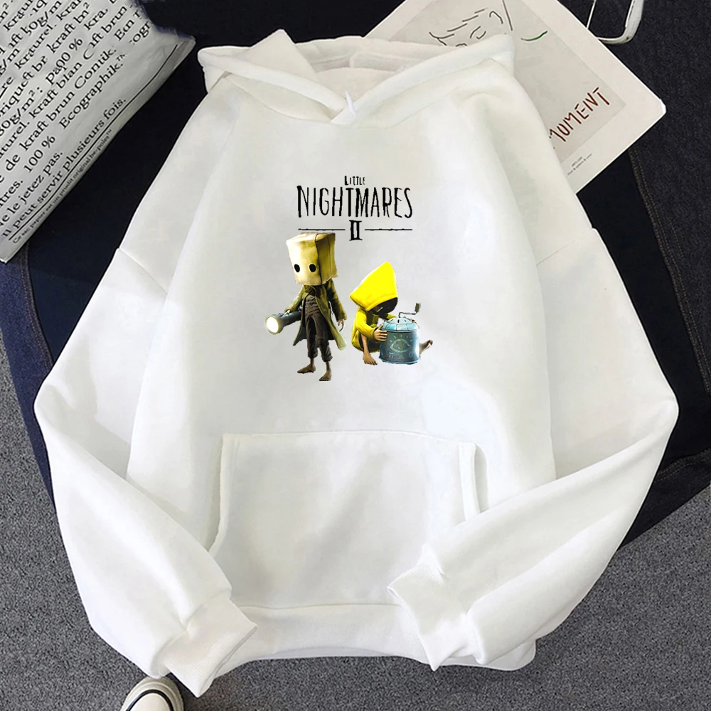 Little Nightmares Hoodie พิมพ์พ็อกเก็ตยาวเสื้อ \ \ \ \ \ \ \ \ \ \ \ \ \ \ \ \ \ ผู้ชายเสื้อ Streetwear สยองขวัญผจญภัยเกมเสื้อผ้าเสื้อ Harajuku